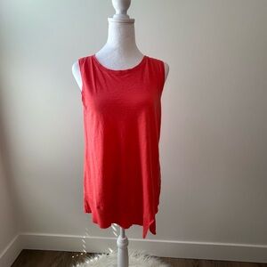 Lilla P Coral Pima Cotton Asymmetrical Hem Tank Top – Size M